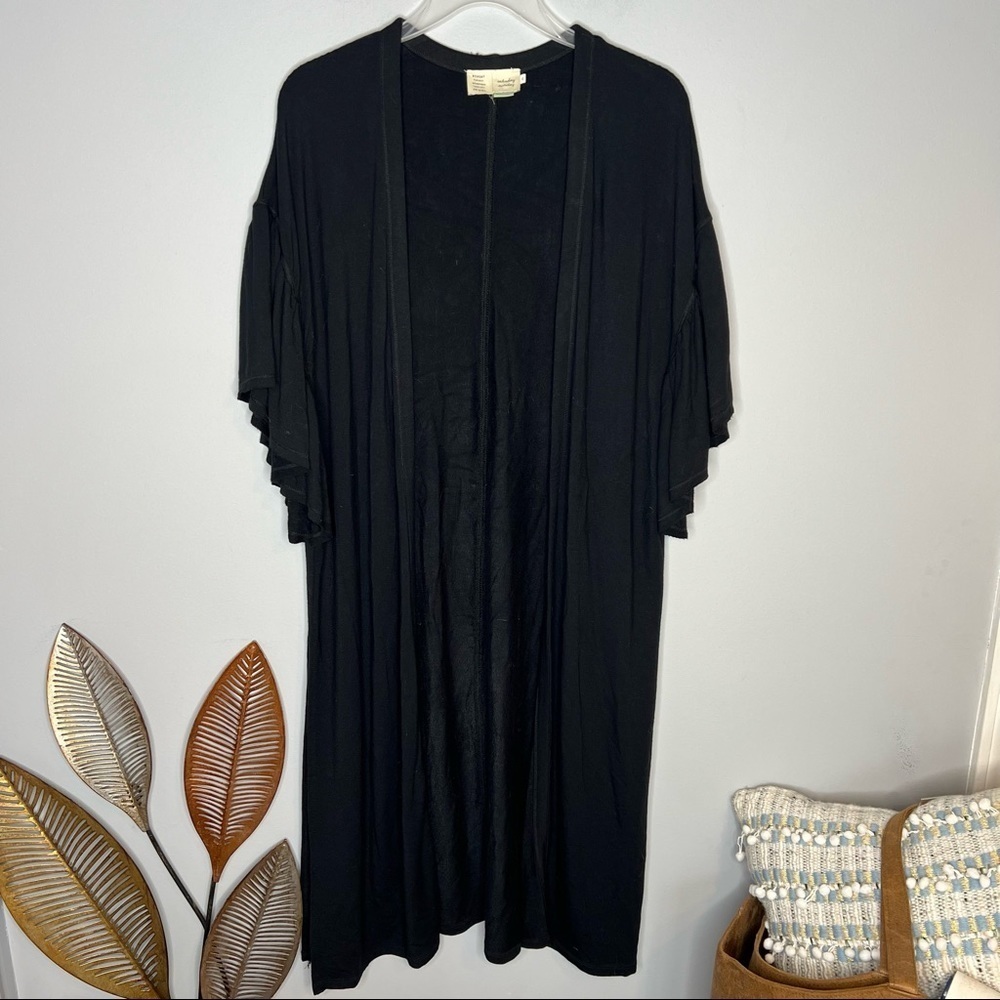 RARE Anthropologie Saturday Sunday Black Bell Sleeve Side Slits Cardigan Sz M/L